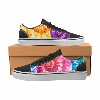 WOMEN'S Tie Dye Swirl Canvas Lace-Up Dark Academia Custom Sneakers