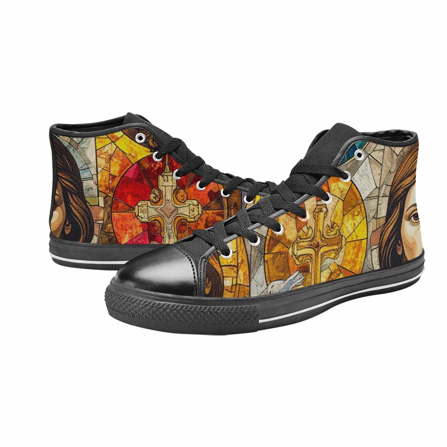 MEN'S Jesus Face Small High Top Canvas Vivid Shoes