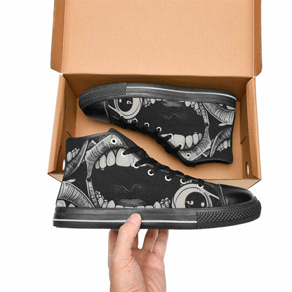 WOMEN'S Googly Cartoon Mouths High Top Canvas Surreal Custom Sneakers