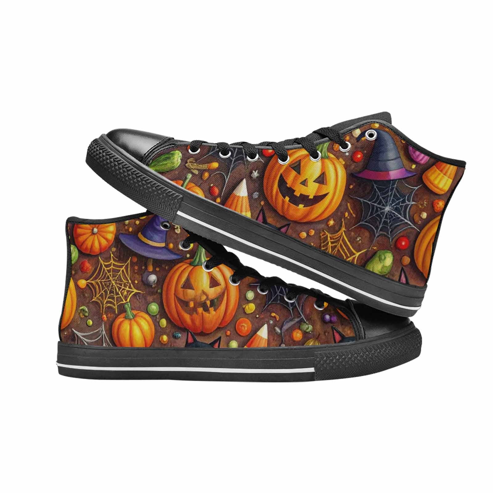 WOMEN'S Halloween High Top Canvas Neon Fantasy Custom Sneakers
