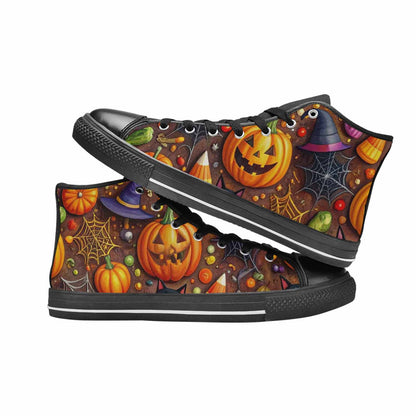 WOMEN'S Halloween High Top Canvas Neon Fantasy Custom Sneakers