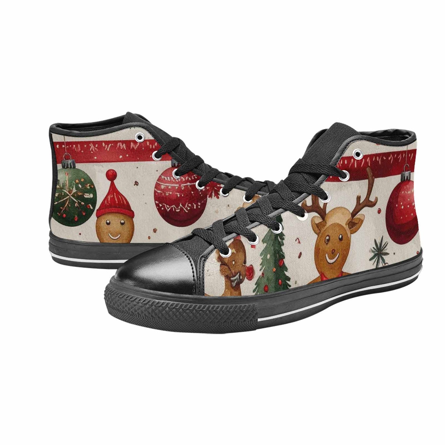 WOMEN'S Christmas Holly Snowflake High Top Canvas Cottagecore Custom Shoes