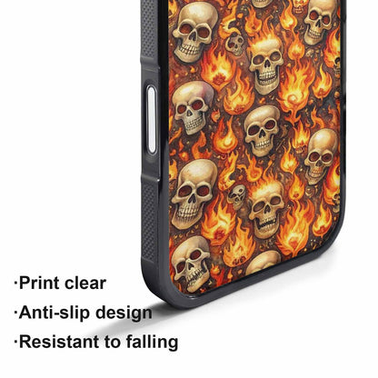iPhone 17 Pro Max Case — Skulls Flaming Skulls Small Gothic Skulls, Unique Phone Case Design