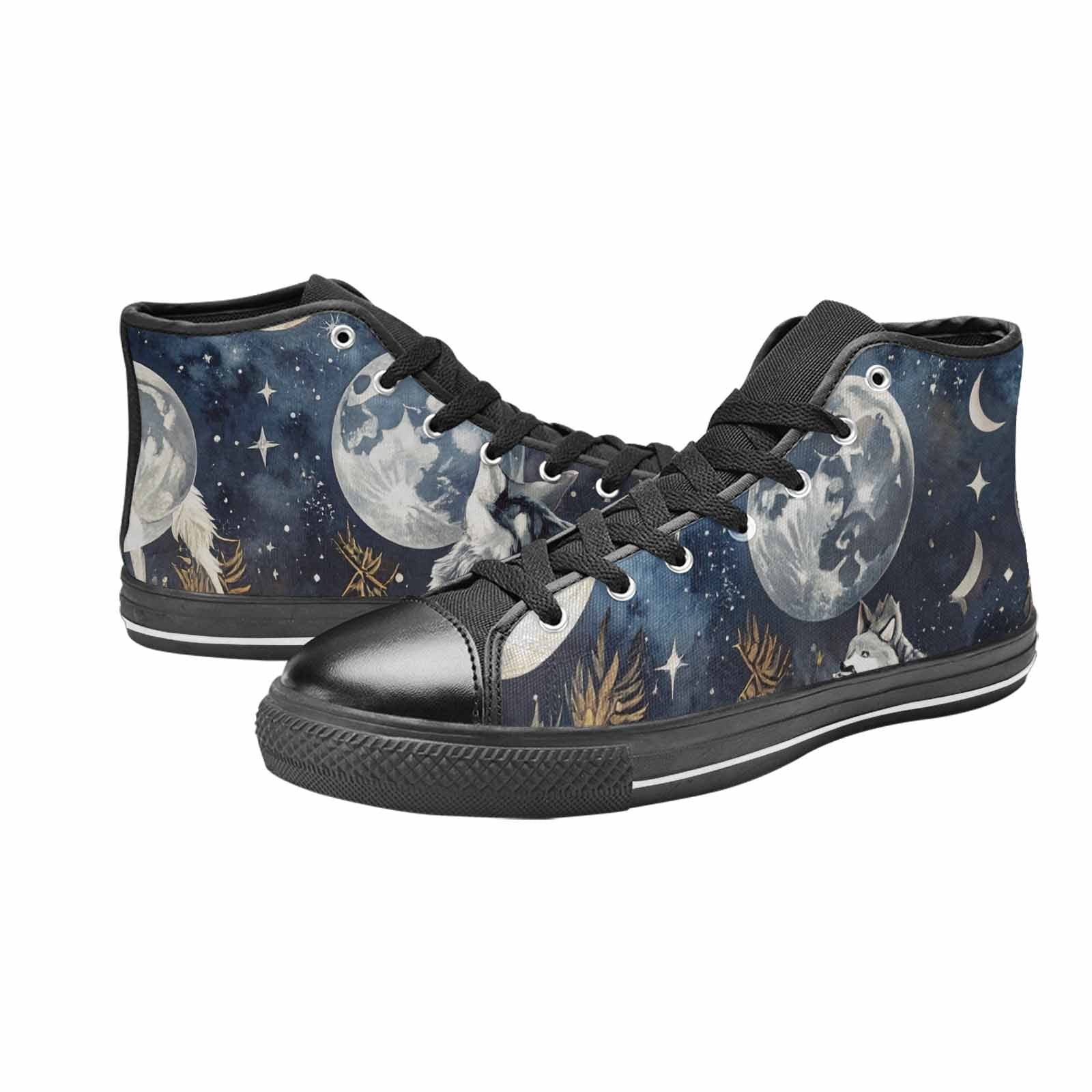 MEN'S Wolf Silhouette Moon High Top Canvas Dark Academia Sneakers