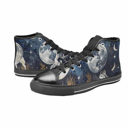 MEN'S Wolf Silhouette Moon High Top Canvas Dark Academia Sneakers