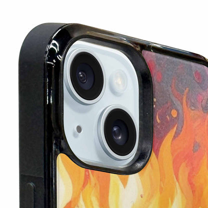 iPhone 15 Plus Case — Flame Burst Full Color Vibrant Flame, Custom Printed Phone Case