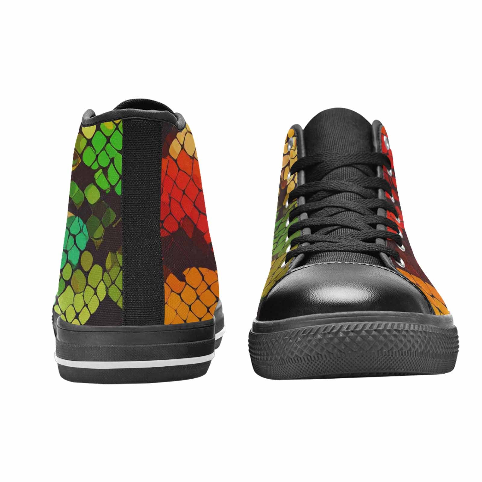 WOMEN'S Dark Snake Print High Top Canvas Wallpaper Art Custom Sneakers
