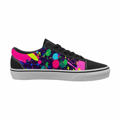 WOMEN'S Neon Paint Splatter Canvas Lace-Up Dark Academia Custom Sneakers