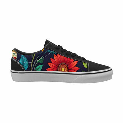 WOMEN'S Sunflowers And Skulls Canvas Lace-Up Neon Fantasy Custom Sneakers