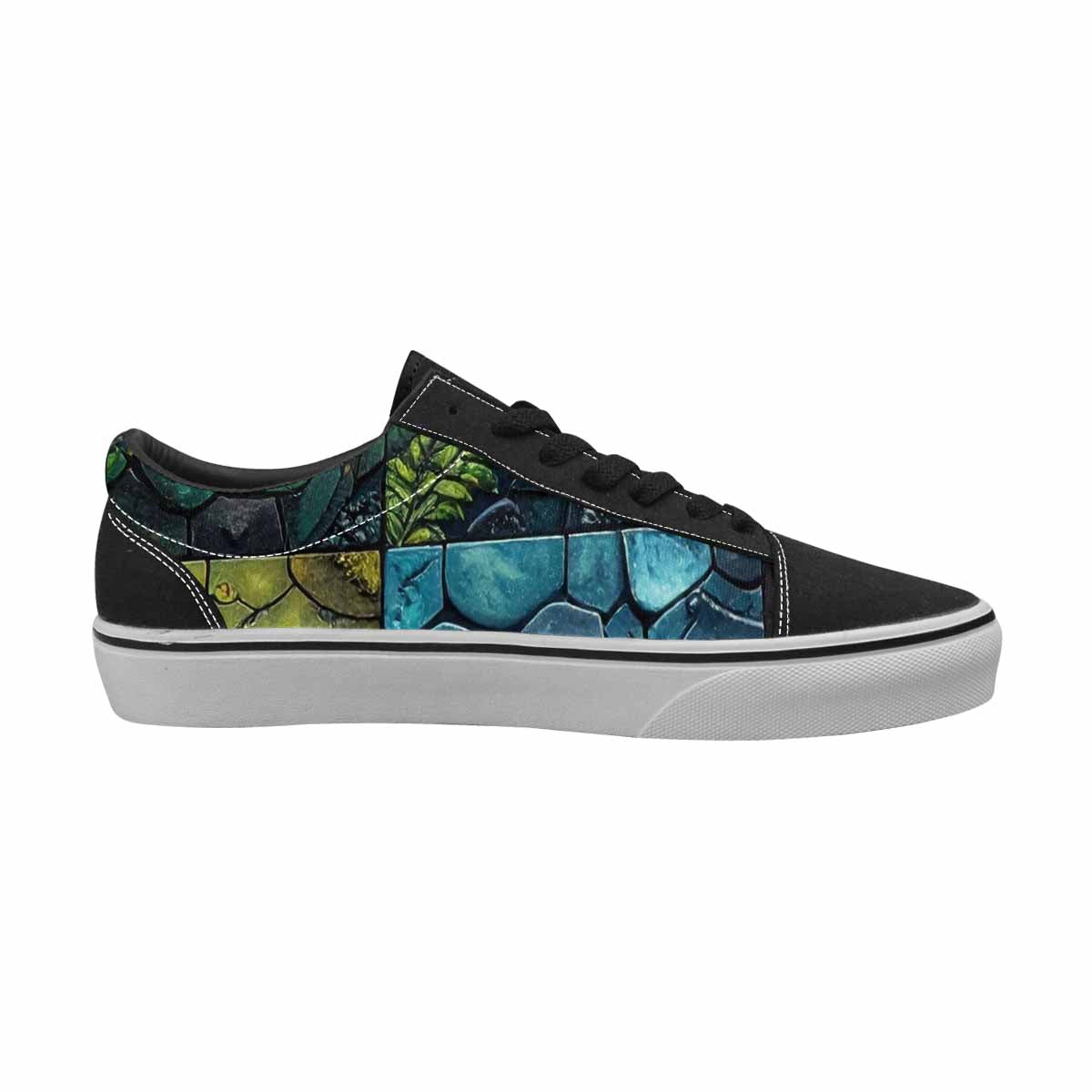 WOMEN'S Dinosaur Silhouette Canvas Lace-Up Wallpaper Art Sneakers