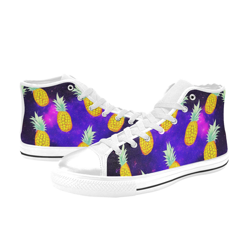 MEN'S Galaxy Pineapples 2 Men’S High Top Canvas Neon Fantasy Sneakers