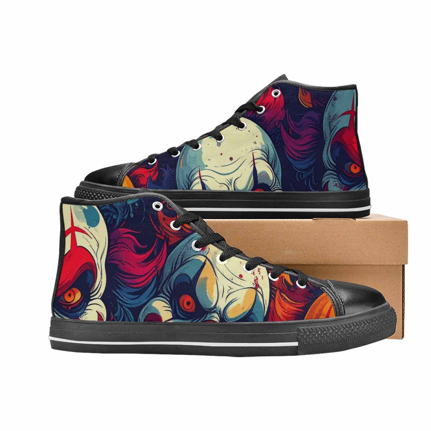 WOMEN'S Evil Clown Cartoon High Top Canvas Dreamcore Custom Shoes