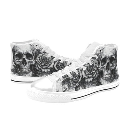Gothic Dark Skull Art Men's High Top Canvas Shoes | Freaky Shoes®