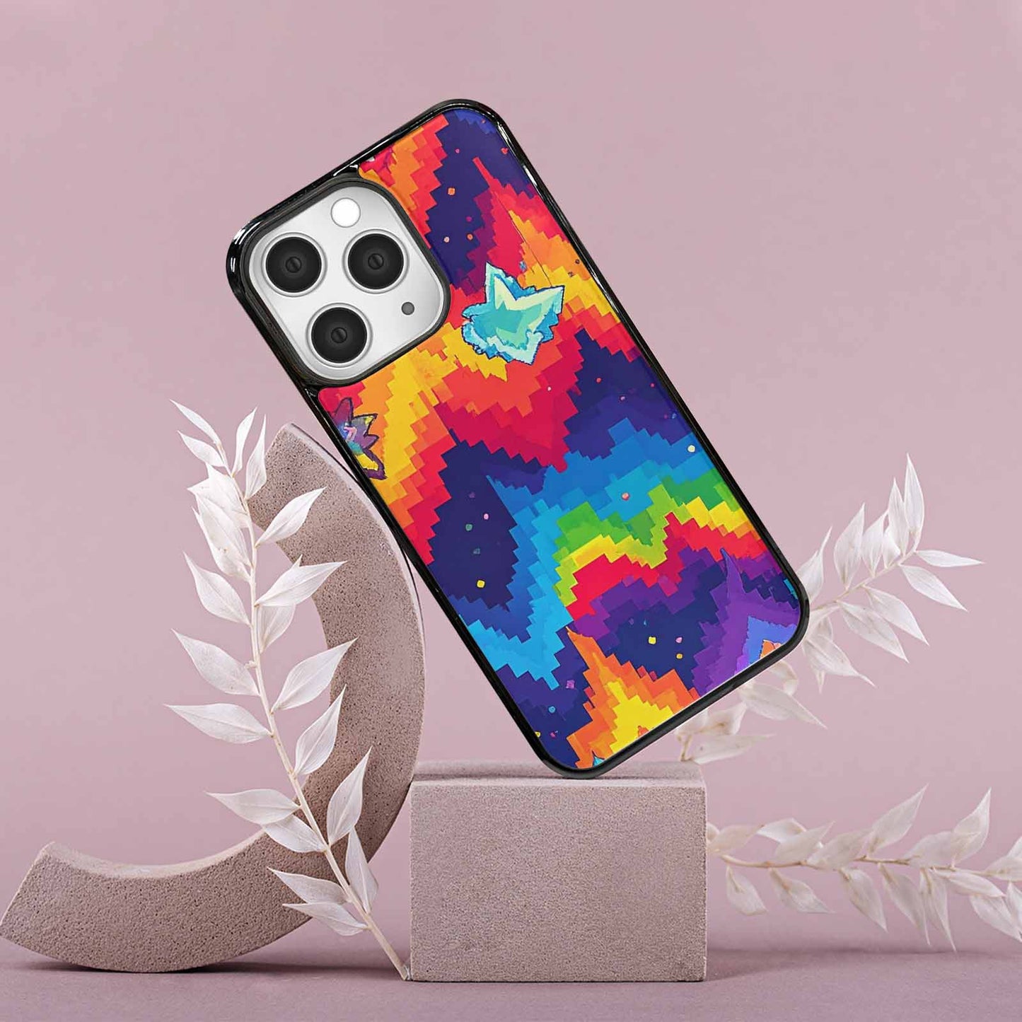 iPhone 15 Pro Max Case — Pixel Art 8 Bit Burst Pattern, Custom Print Case Cover