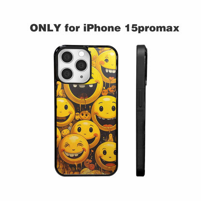 iPhone 15 Pro Max Case — Melting Moon Smiley Red Splatt, Custom Art Phone Cover