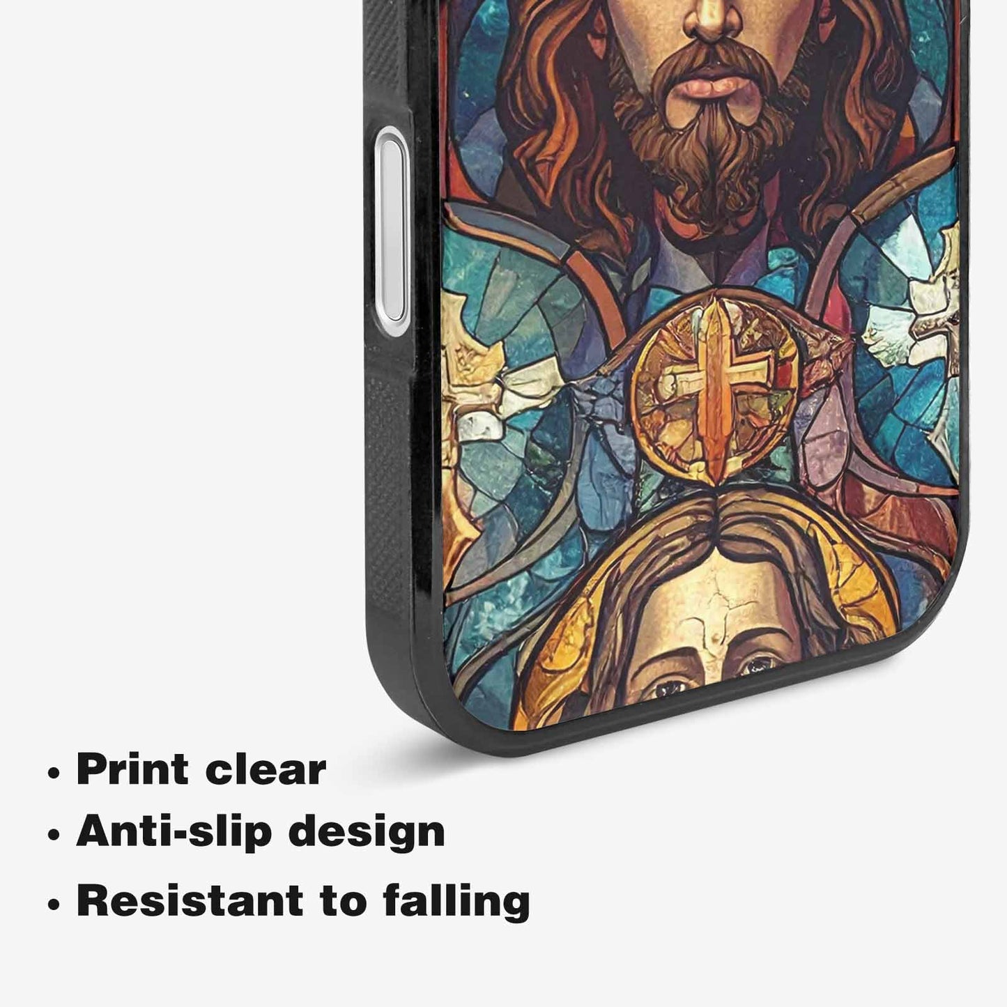 iPhone 16 Case — Jesus Face Small Cross And Faith, Custom Designed Case Cover