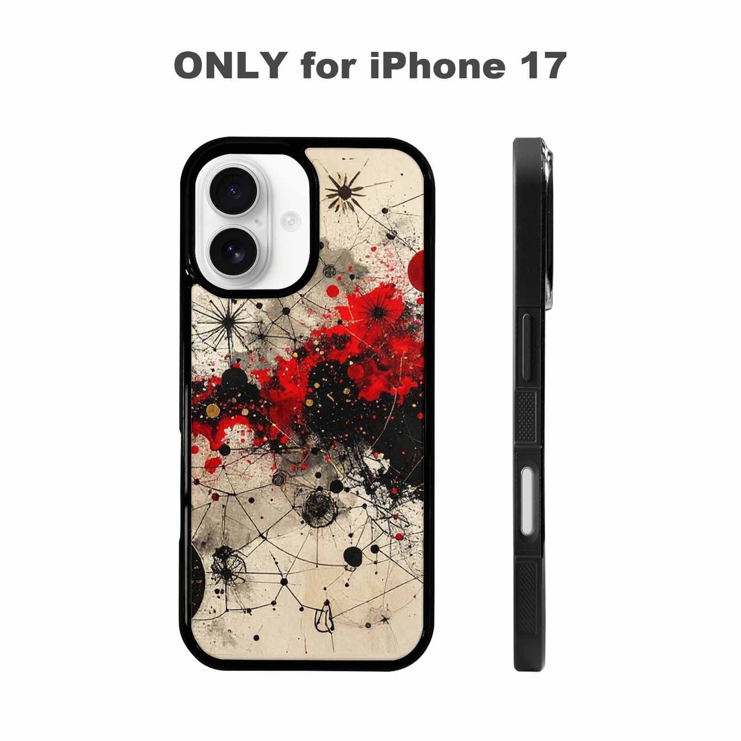 iPhone 17 Case — Black &amp; Red Ink Original Art, Custom Designed Case Cover