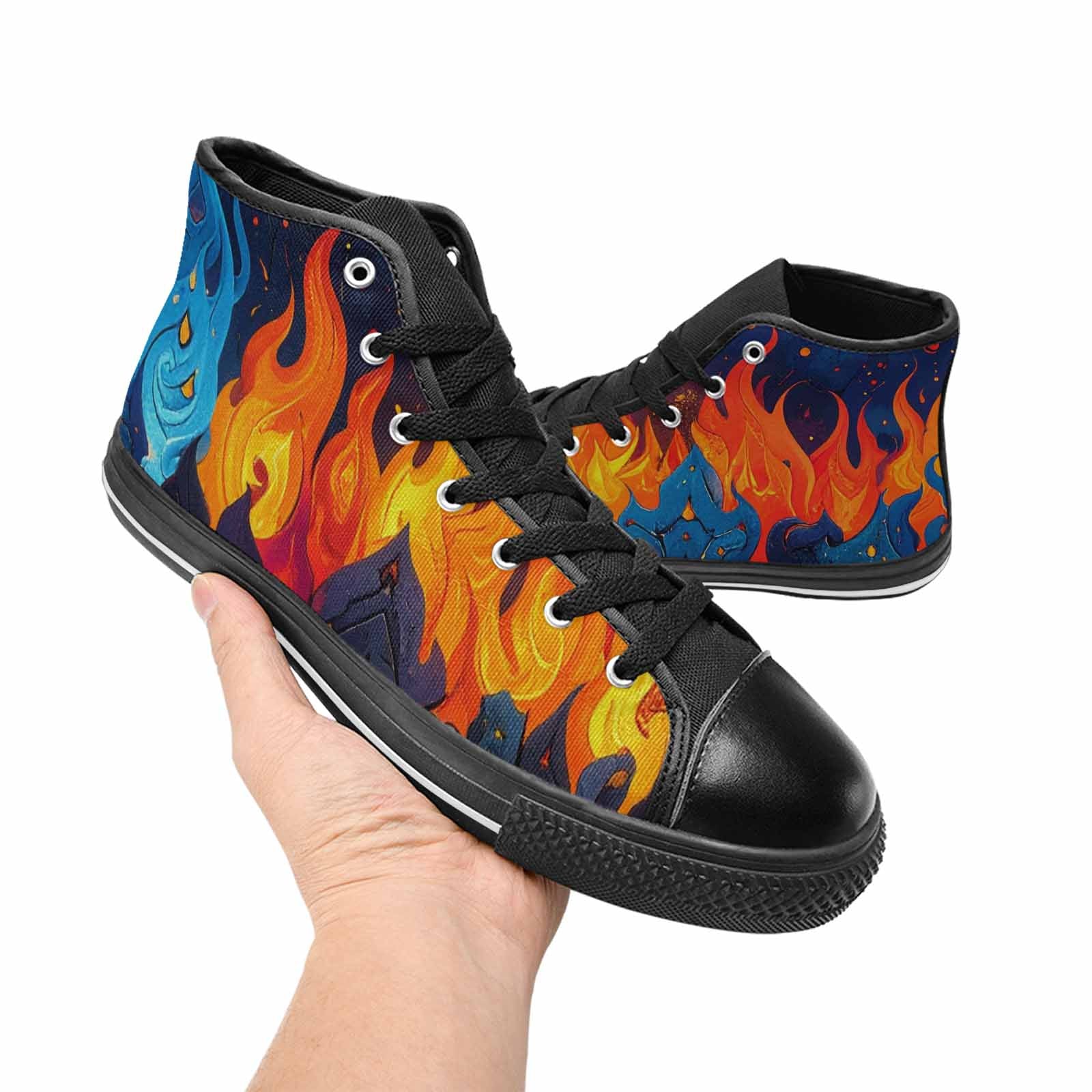 WOMEN'S Fire Flame High Top Canvas Dreamcore Custom Sneakers