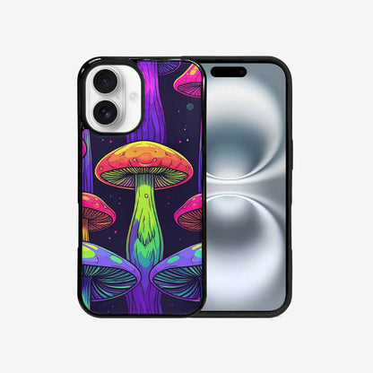 iPhone 16 Case — Psychedelic Mushroom Cartoon Pattern, Custom Art Phone Cover