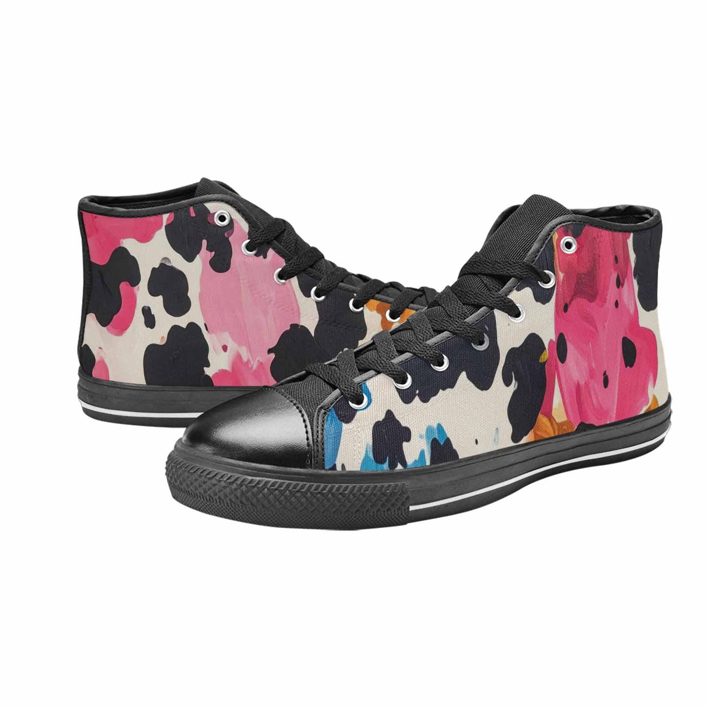 WOMEN'S Cow Animal Print High Top Canvas Vivid Shoes