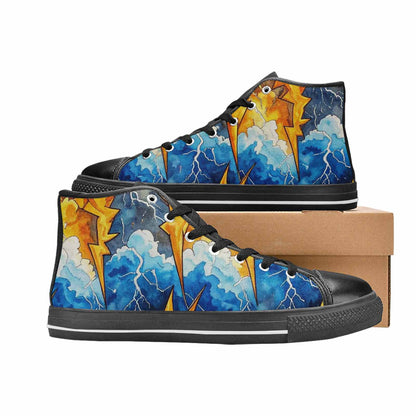 WOMEN'S Lightning Bolt High Top Canvas Neon Fantasy Shoes
