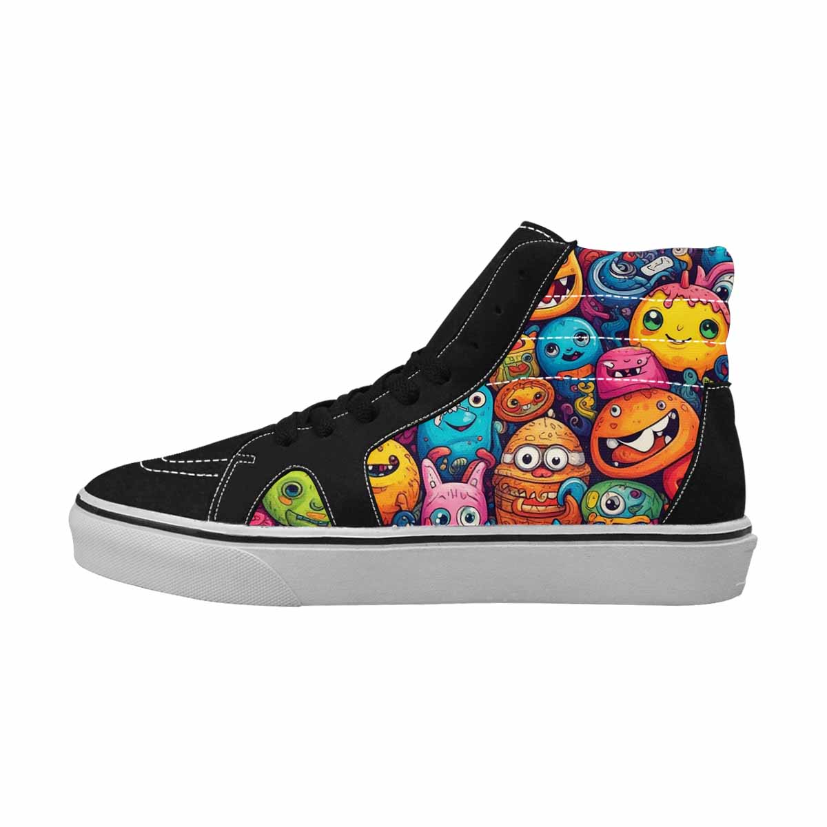 WOMEN'S Cartoon Monster Character High Top Canvas Vibrant Chaos Shoes
