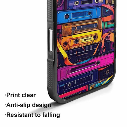 iPhone 17 Case — Retro Cassette Tape Pattern Retro Vintage, Custom Print Case Cover