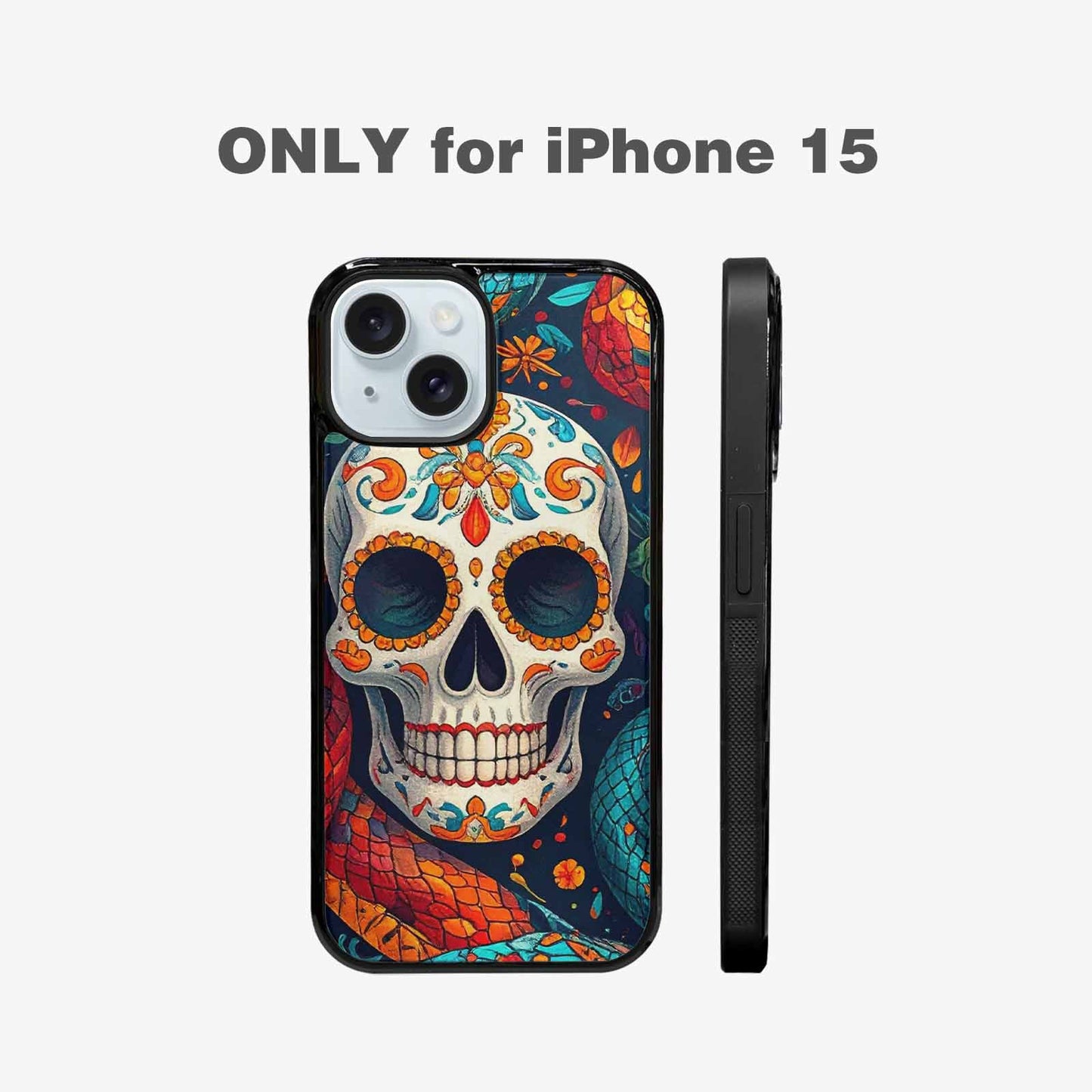 iPhone 15 Case — Snake Skulls Print Alt Custom, Custom Made Phone Cover