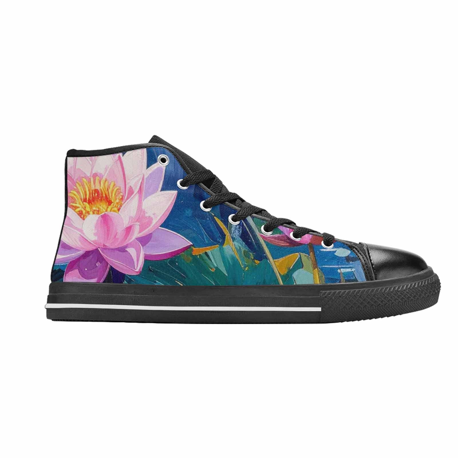 WOMEN'S Monet-Style Impressionist Water High Top Canvas Vibrant Chaos Custom Shoes