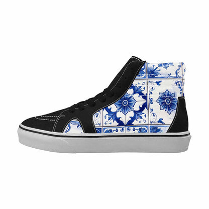 WOMEN'S Talavera Tile Floral High Top Canvas Wallpaper Art Sneakers