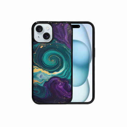 iPhone 15 Case — Marbled Swirl Texture Blended With Galaxy, Original Design Phone Case
