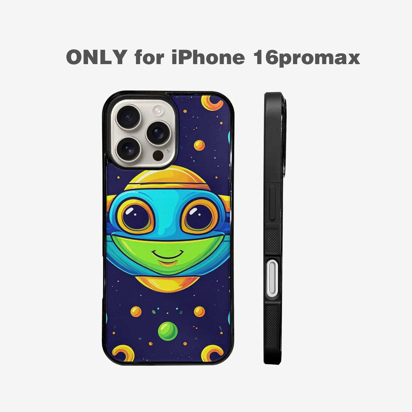 iPhone 16 Pro Max Case — Alien Ufo Cartoon Art Pattern, Original Design Phone Case