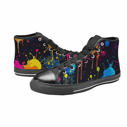 MEN'S Paint Splatter High Top Canvas Wallpaper Art Custom Sneakers