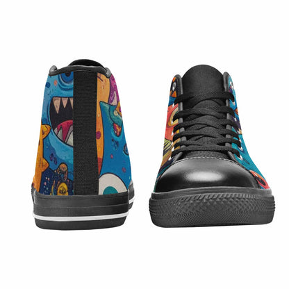MEN'S Goofy Cartoon Monster High Top Canvas Neon Fantasy Custom Shoes