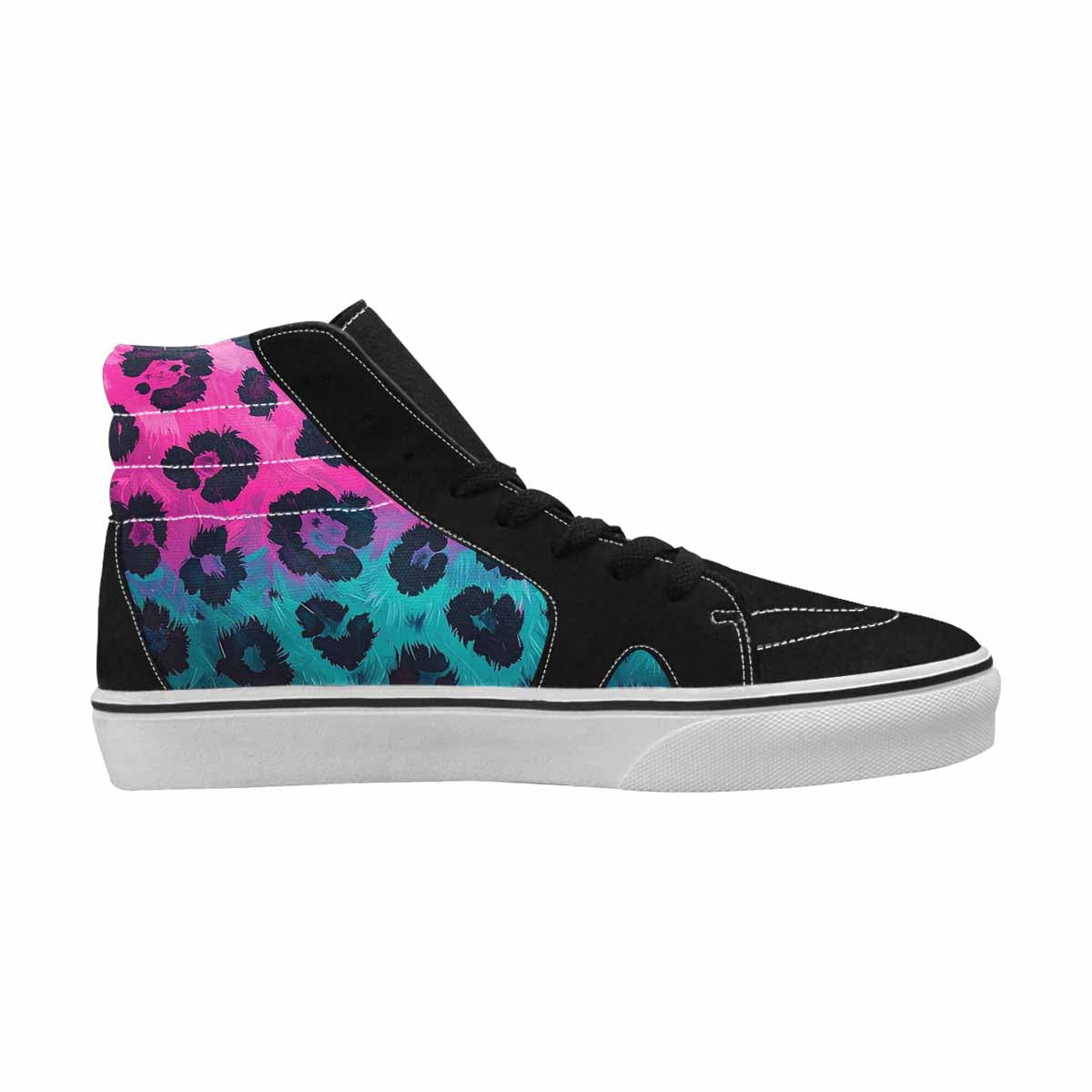 MEN'S Leopard Neon Pink Teal Airbrush High Top Canvas Dark Academia Custom Sneakers