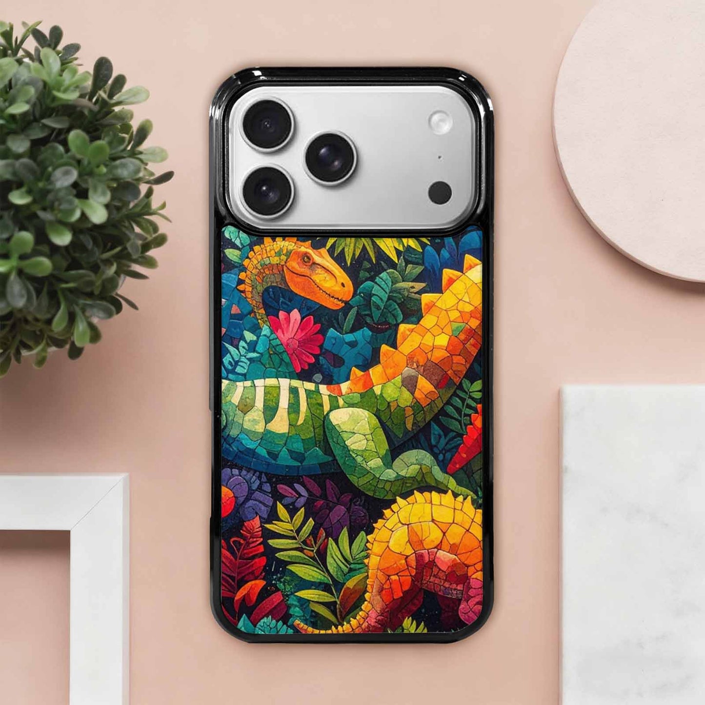 iPhone 17 Pro Max Case — Small Dinosaur Silhouette Pattern, Original Art, Original Design Phone Case
