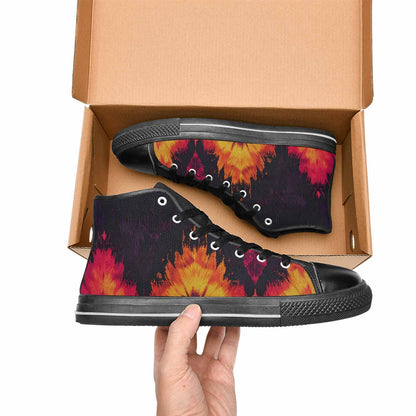 MEN'S Tie Dye Dark High Top Canvas Neon Fantasy Custom Shoes