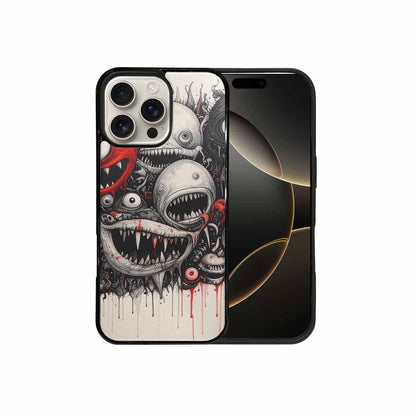 iPhone 16 Pro Max Case — Multi Eye Monster Black Red Ink, Unique Phone Case Design