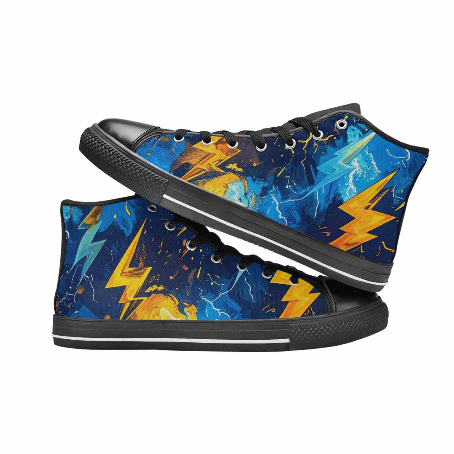 MEN'S Lightning Bolt High Top Canvas Vibrant Chaos Sneakers