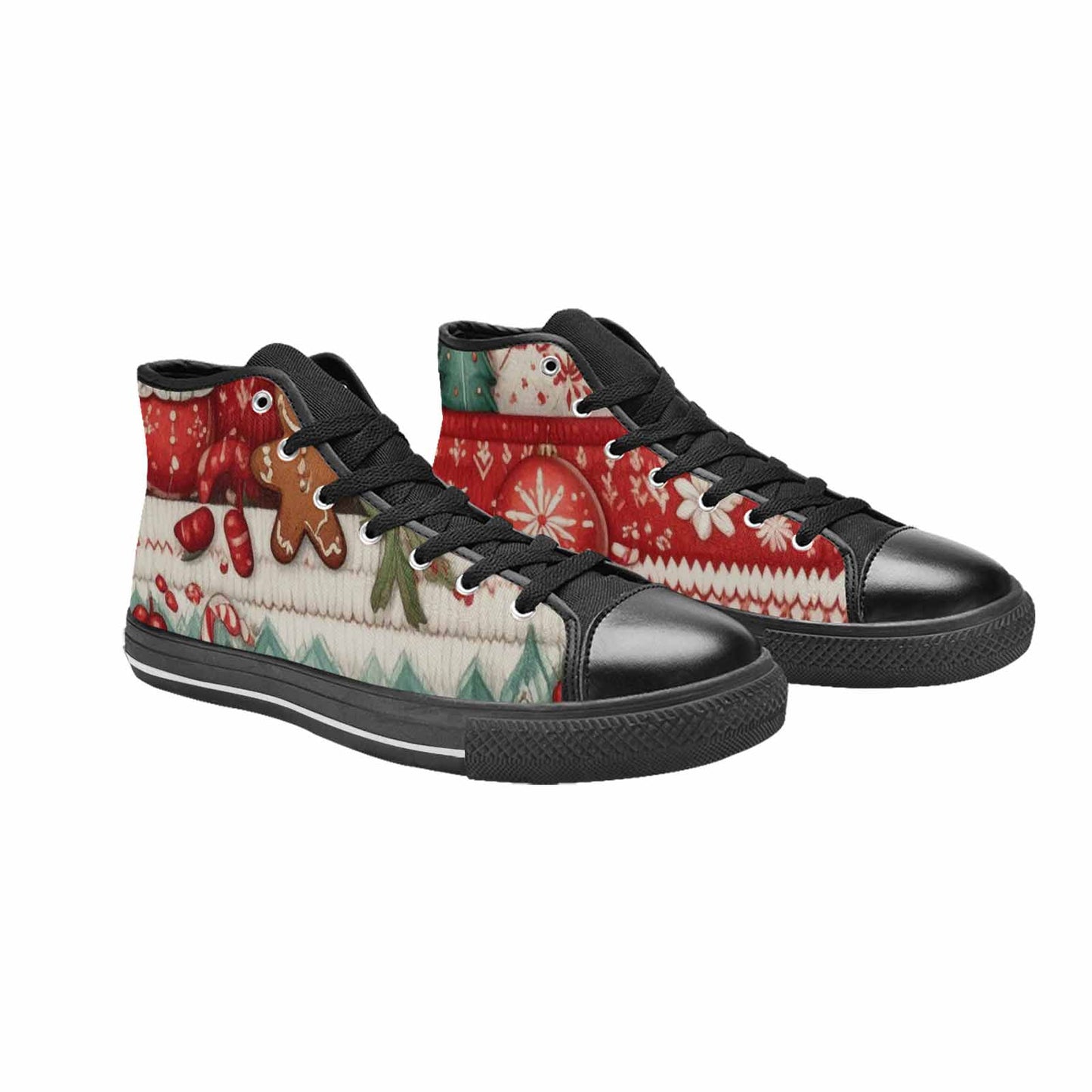MEN'S Christmas Holly Snowflake High Top Canvas Dark Academia Sneakers