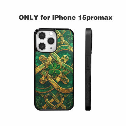 iPhone 15 Pro Max Case — Irish Celtic Knot Pattern Shamrocks Seamless, Original Design Phone Case
