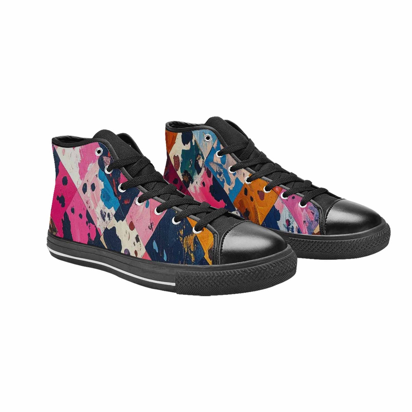 MEN'S Cow Animal Print High Top Canvas Vivid Custom Sneakers