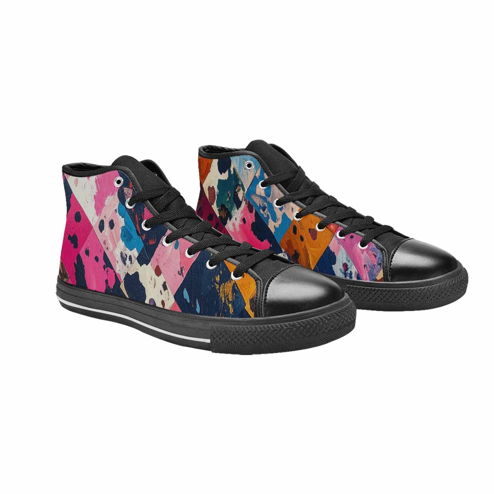 MEN'S Cow Animal Print High Top Canvas Vivid Custom Sneakers
