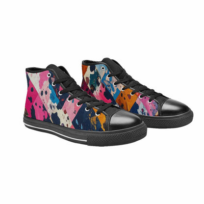 MEN'S Cow Animal Print High Top Canvas Vivid Custom Sneakers