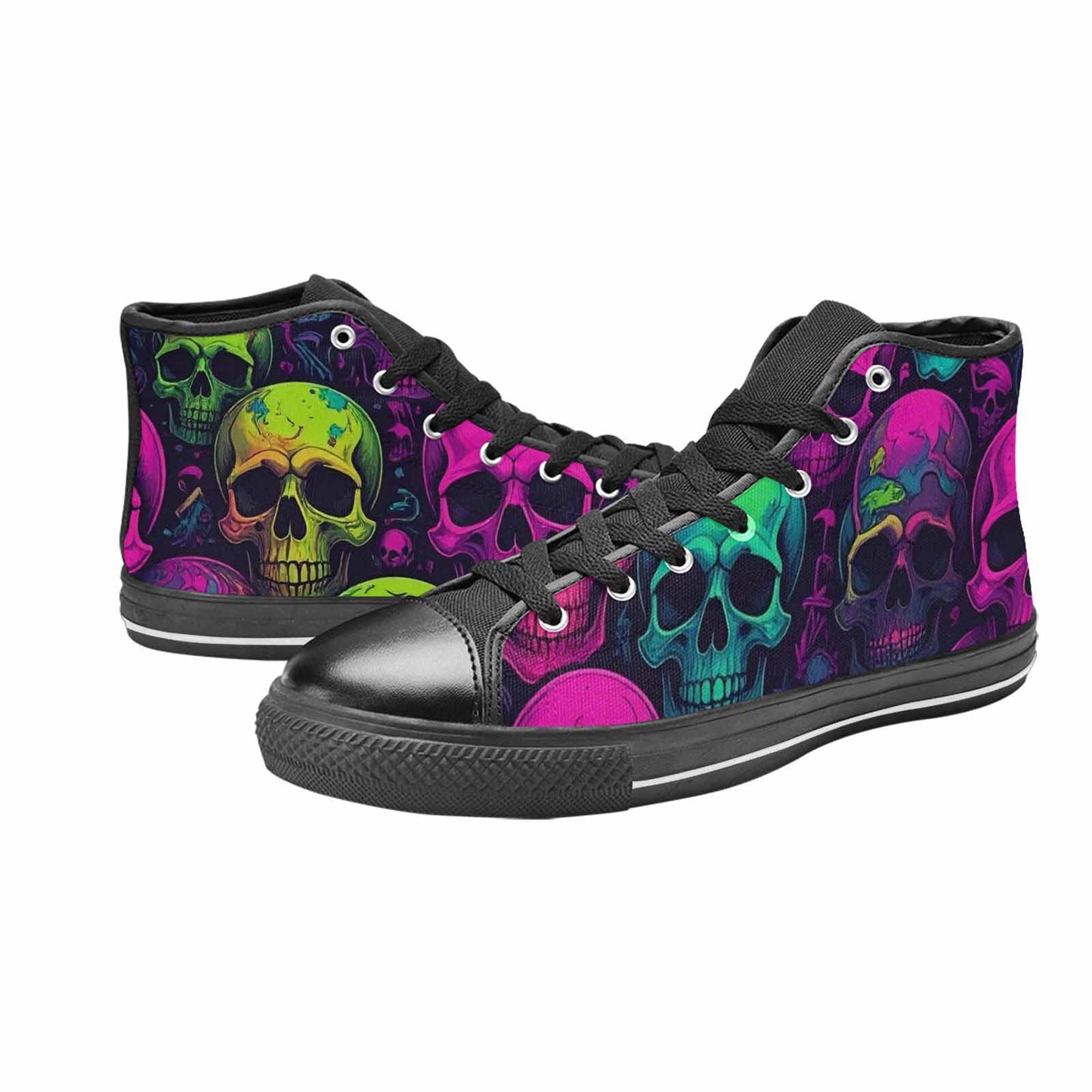 MEN'S Skulls - Neon High Top Canvas Neon Fantasy Sneakers