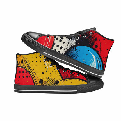 WOMEN'S Comic Book Halftone High Top Canvas Dark Academia Custom Sneakers