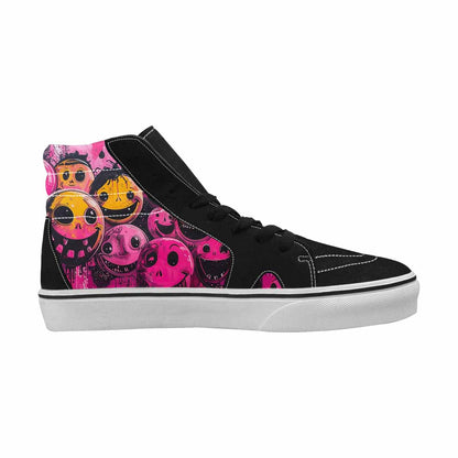 MEN'S Melting Moon Smiley High Top Canvas Vibrant Chaos Custom Sneakers
