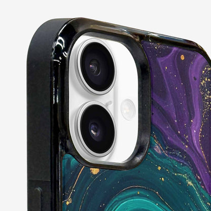 iPhone 16 Case — Marbled Swirl Texture Blended With Galaxy, Custom Made Phone Cover