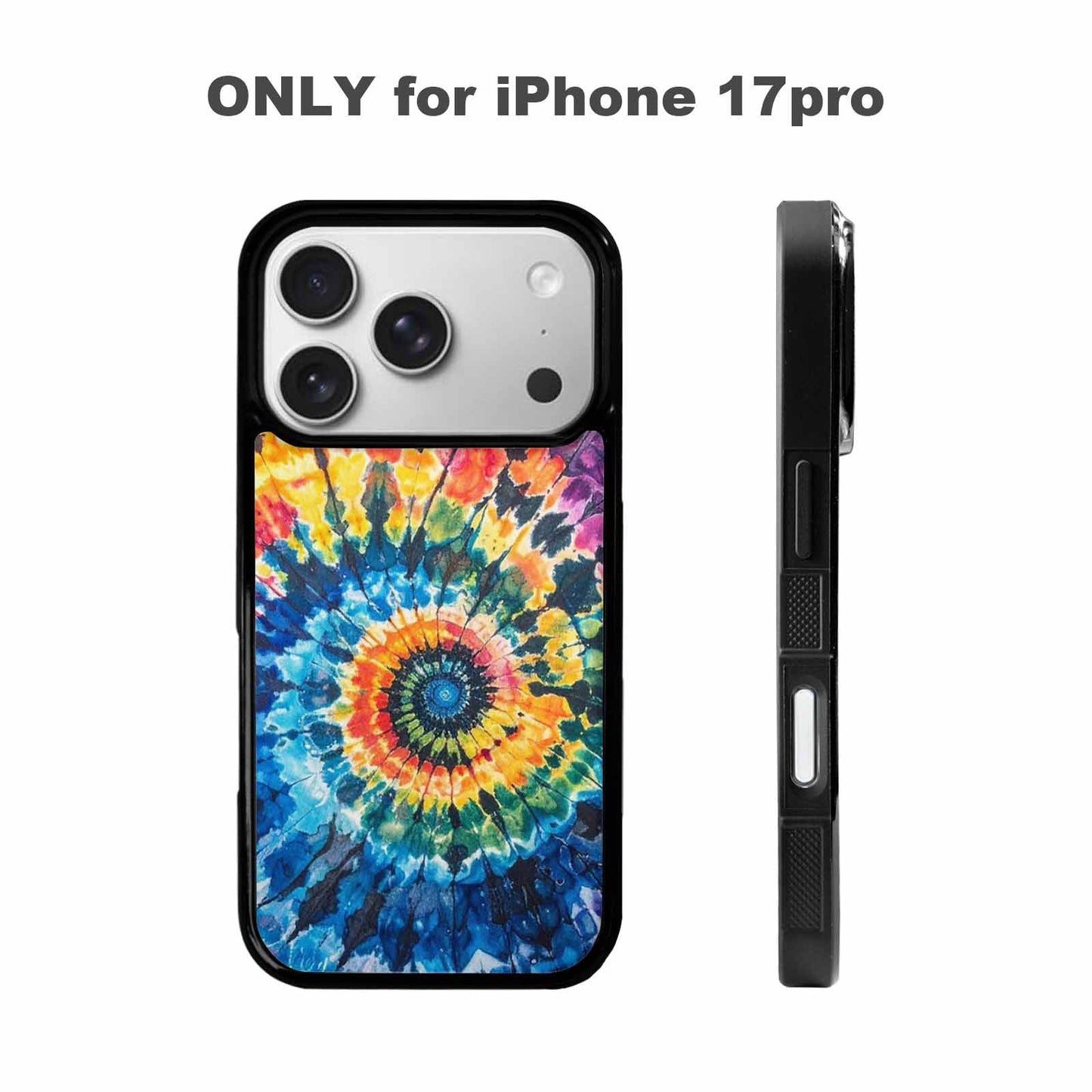 iPhone 17 Pro Case — Black Blue Ink Tie Dye Tie, Custom Printed Phone Case