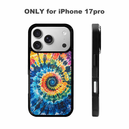 iPhone 17 Pro Case — Black Blue Ink Tie Dye Tie, Custom Printed Phone Case